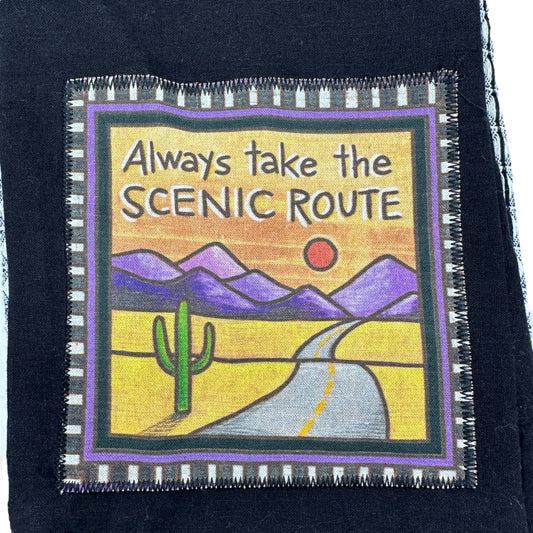 Primitives by Kathy 2 Dish Towels 20x28 Black Always Take the Scenic Route NWT