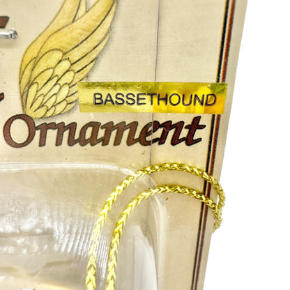 Basset Hound Angel Ornament Handcrafted Black Dog With Gold Wings and Halo