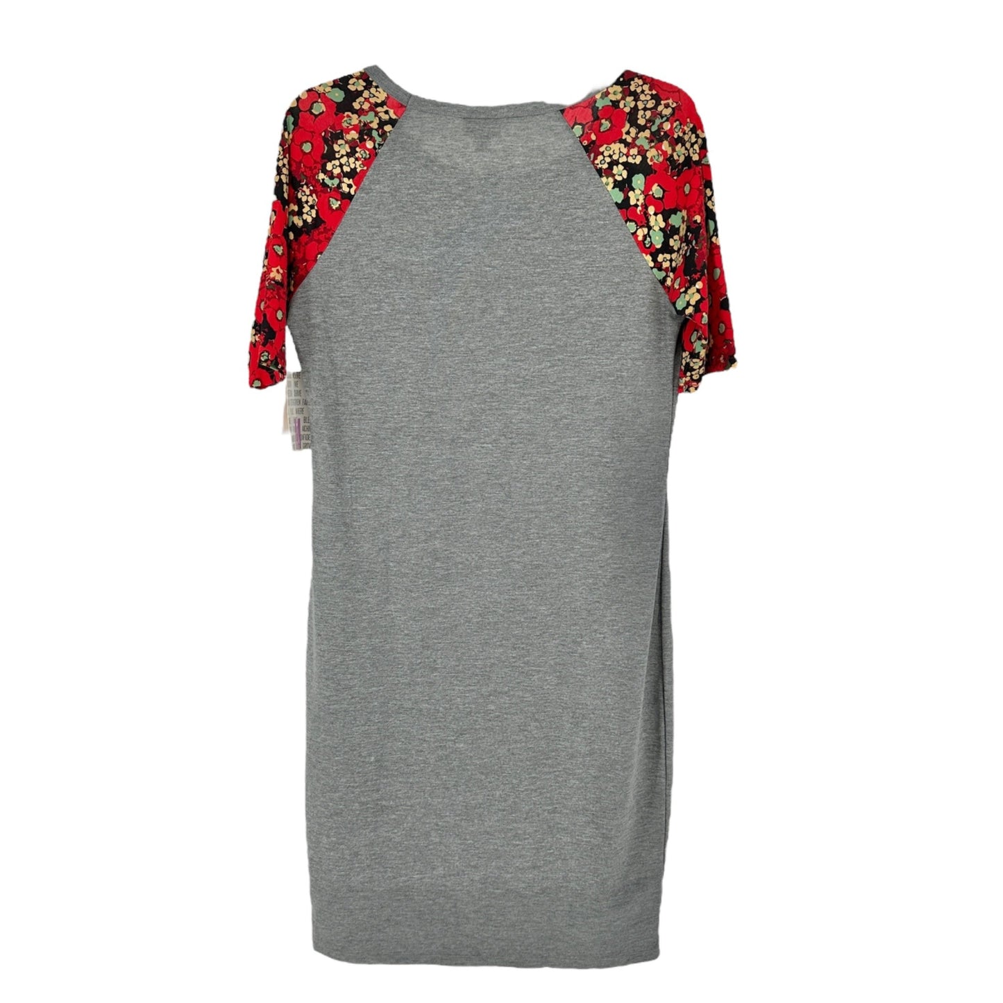 LuLaRoe Retired Julia Dress M Gray Red Floral Raglan SS Form Fitting NWT