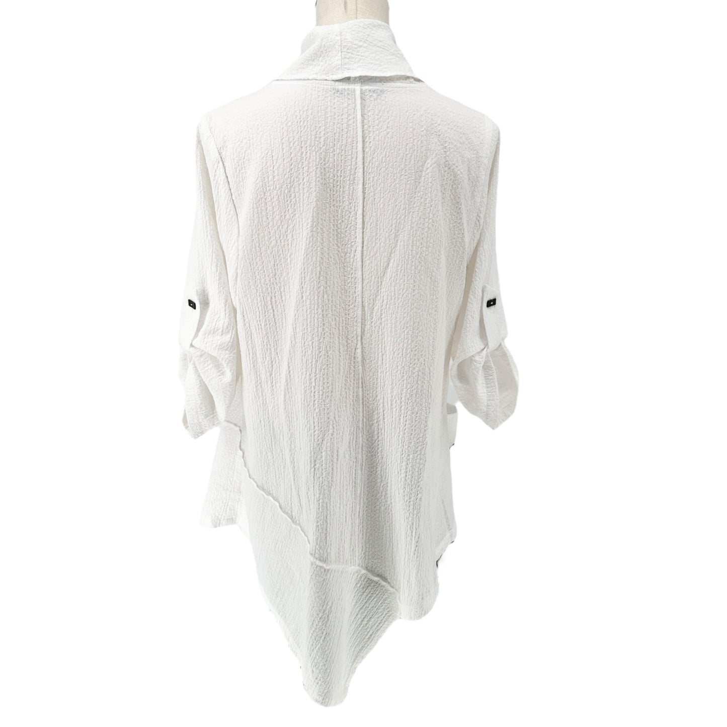 Moonlight Top Womens Oversized M Asymmetric Cowl Neck Breezy White Zip Pocket