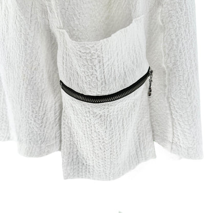 Moonlight Top Womens Oversized M Asymmetric Cowl Neck Breezy White Zip Pocket