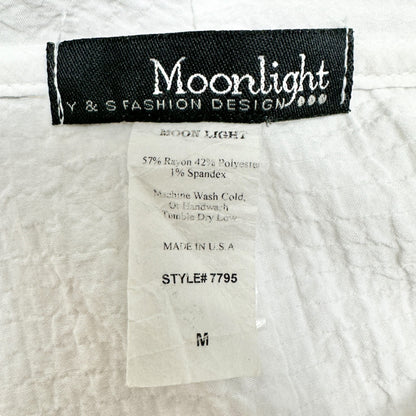 Moonlight Top Womens Oversized M Asymmetric Cowl Neck Breezy White Zip Pocket