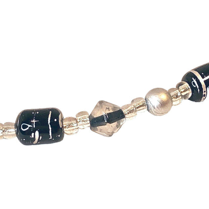 Handcrafted Necklace Black Clear & Silver Beads Simply Elegant Versatile NEW