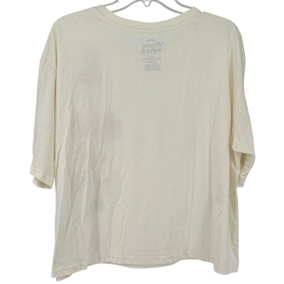 Disney Winnie The Pooh Ivory Cream Graphic T Shirt With Patches 3XL Cotton Blend
