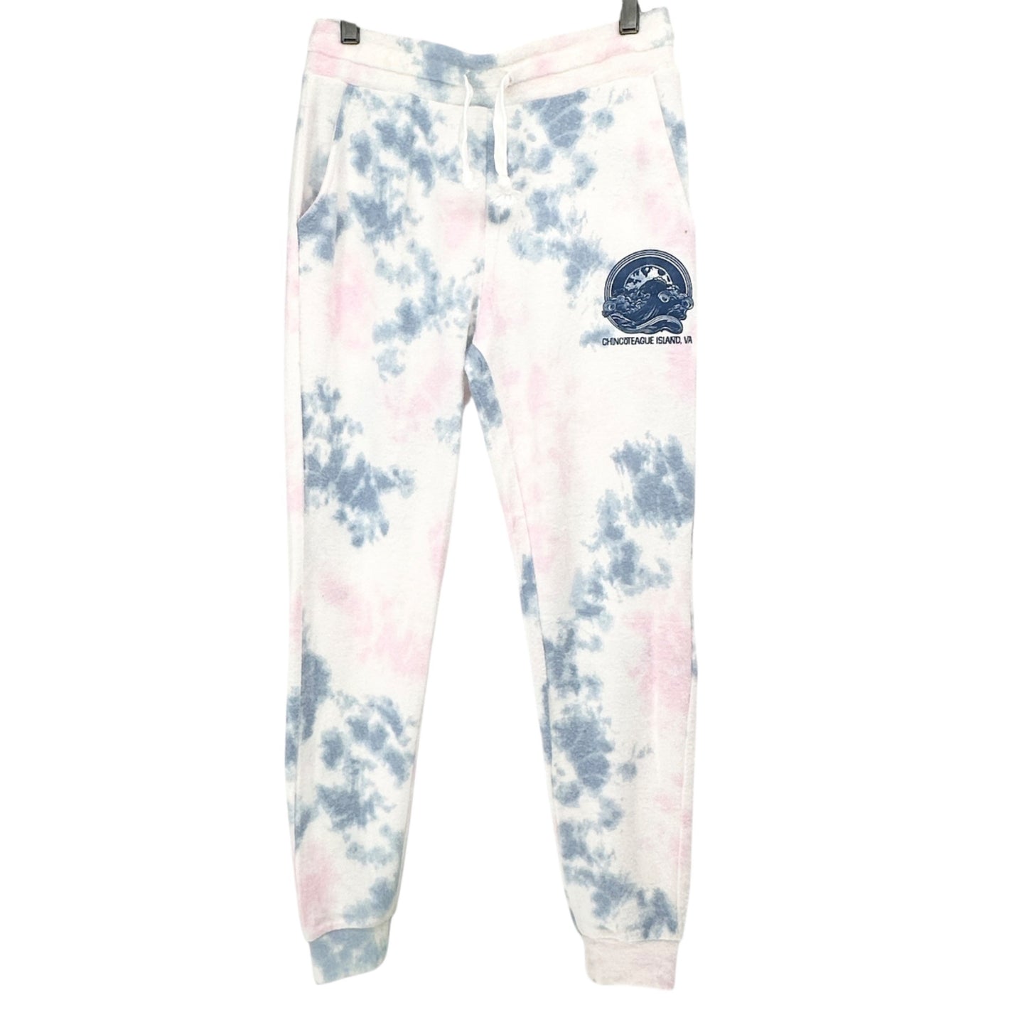 Ocean Drive Jogger Sweatpants S Chincoteague Island VA Tie-Dye White Pink Blue