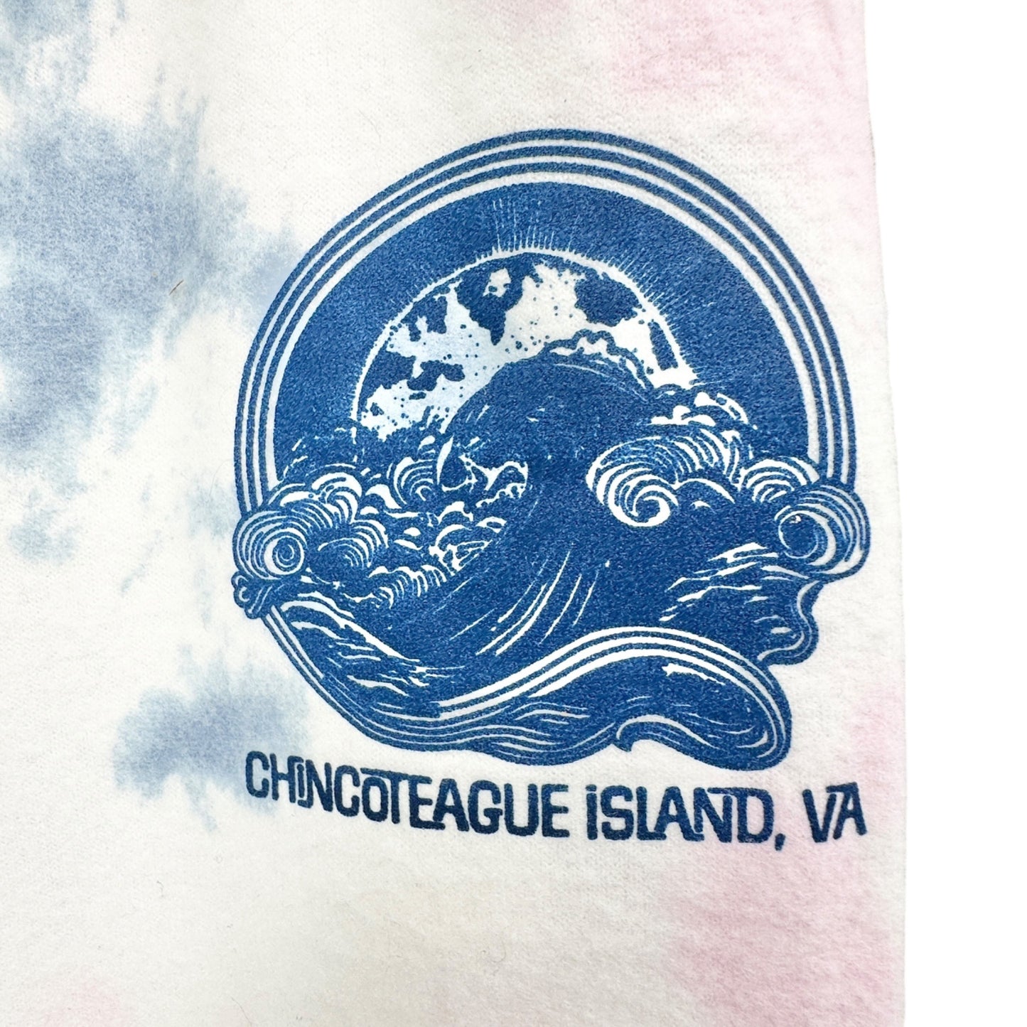 Ocean Drive Jogger Sweatpants S Chincoteague Island VA Tie-Dye White Pink Blue