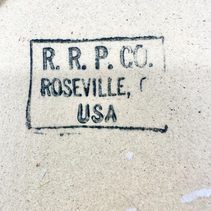 Stoneware Crock With Red and Blue Stripes R.R.P. Co. Roseville USA 6.5 in Tall