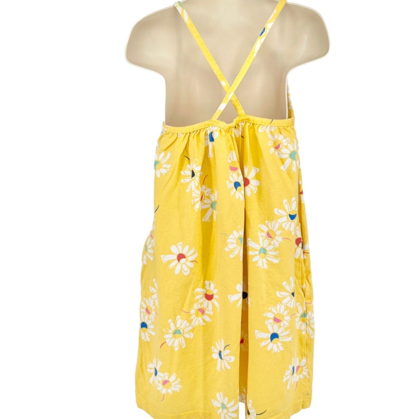 Hanna Andersson Girls Size 5 Sun Dress Yellow White Flowers Crossover Straps