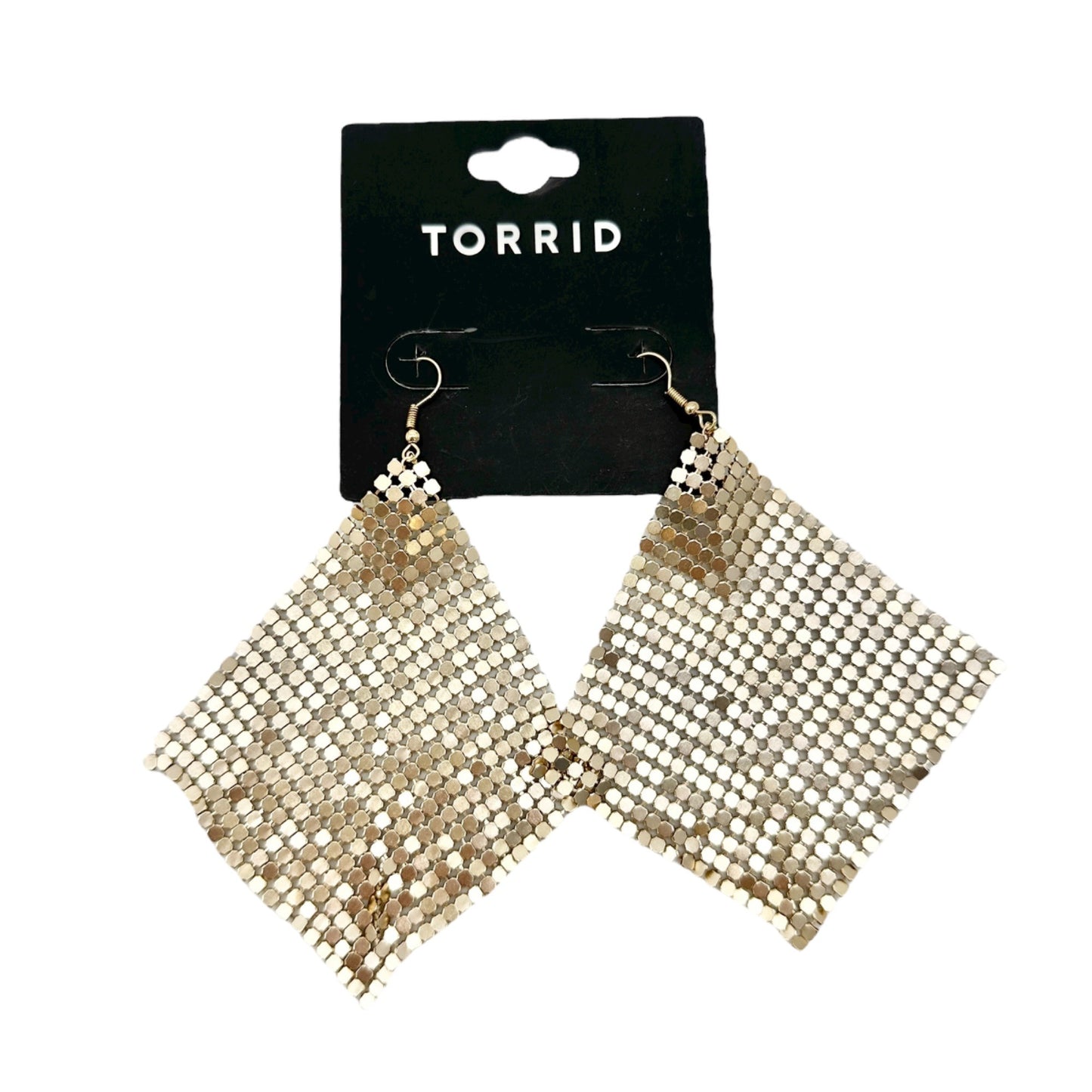 Torrid Gold Mesh Kite Earrings with Fishhook Backs Shimmer Lightweight NEW