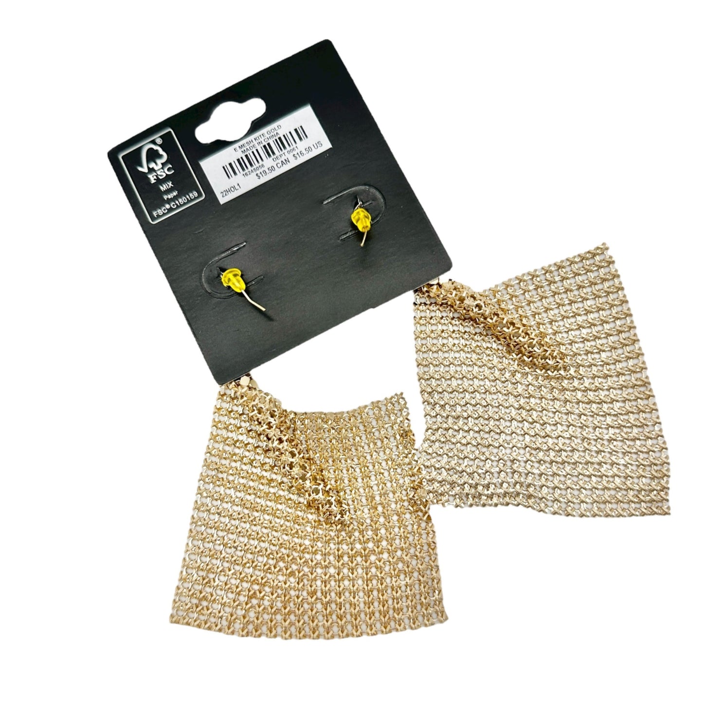 Torrid Gold Mesh Kite Earrings with Fishhook Backs Shimmer Lightweight NEW