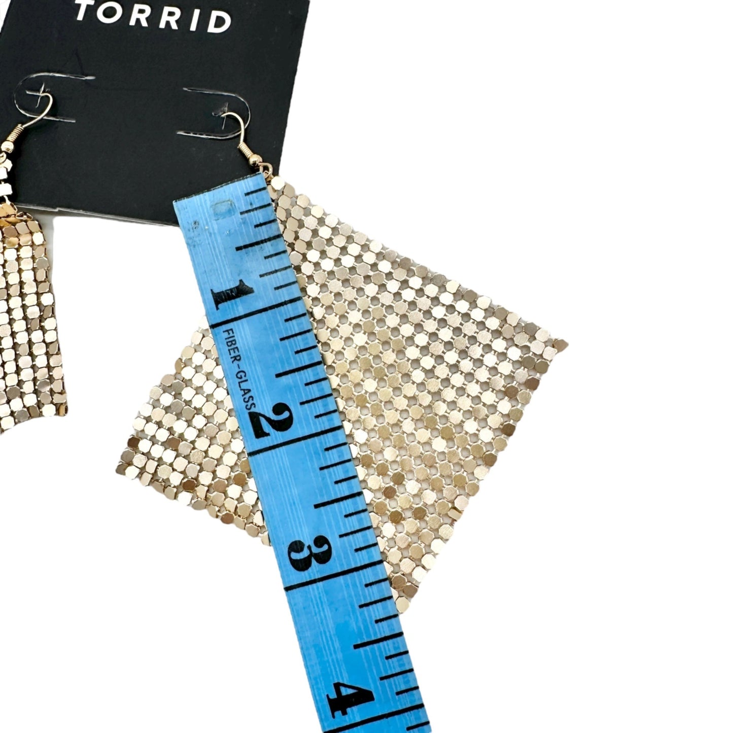 Torrid Gold Mesh Kite Earrings with Fishhook Backs Shimmer Lightweight NEW