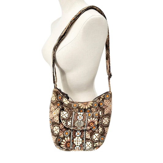 Vera Bradley Quilted Cotton Shoulder Bag Vintage Canyon Brown Print Pockets