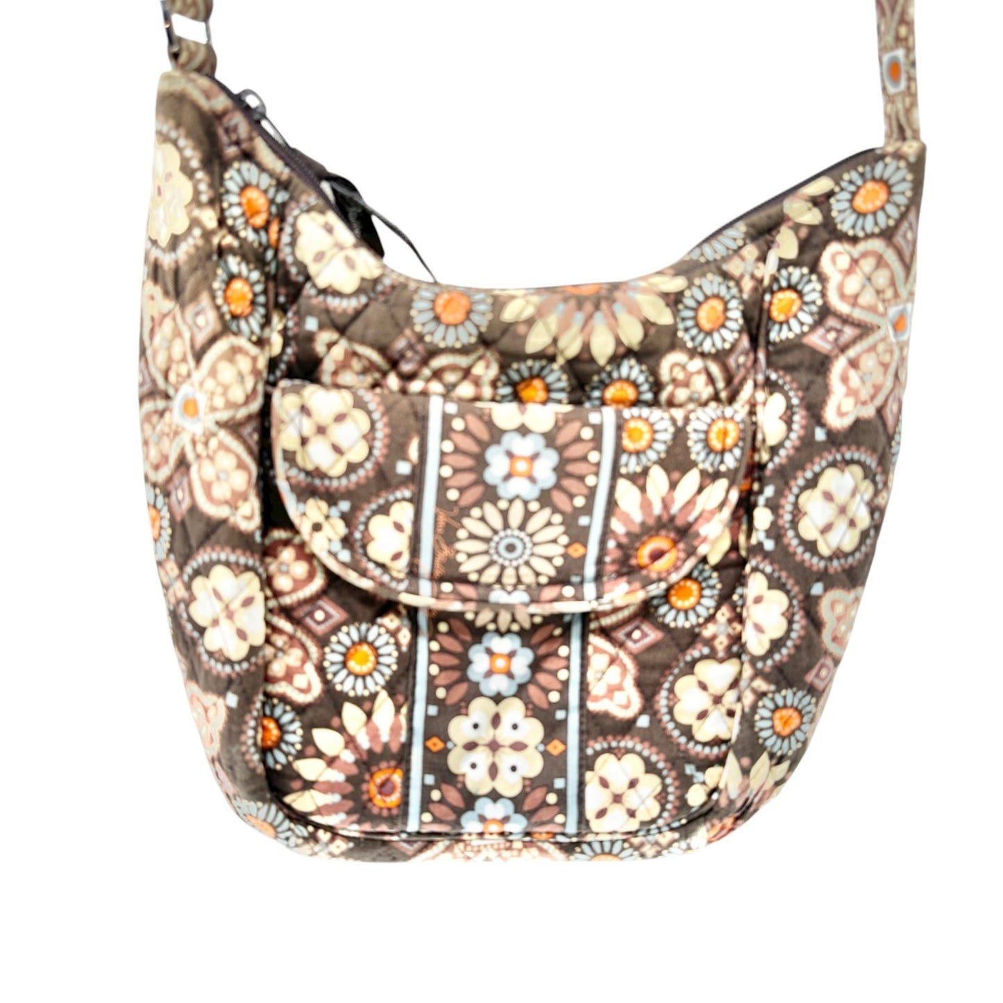 Vera Bradley Quilted Cotton Shoulder Bag Vintage Canyon Brown Print Pockets