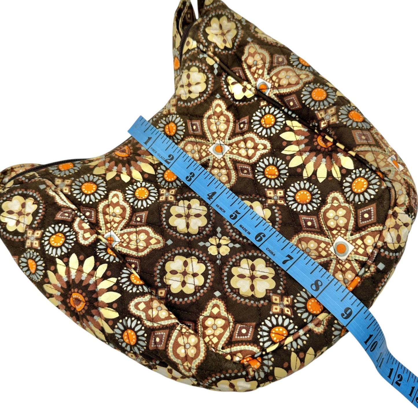 Vera Bradley Quilted Cotton Shoulder Bag Vintage Canyon Brown Print Pockets