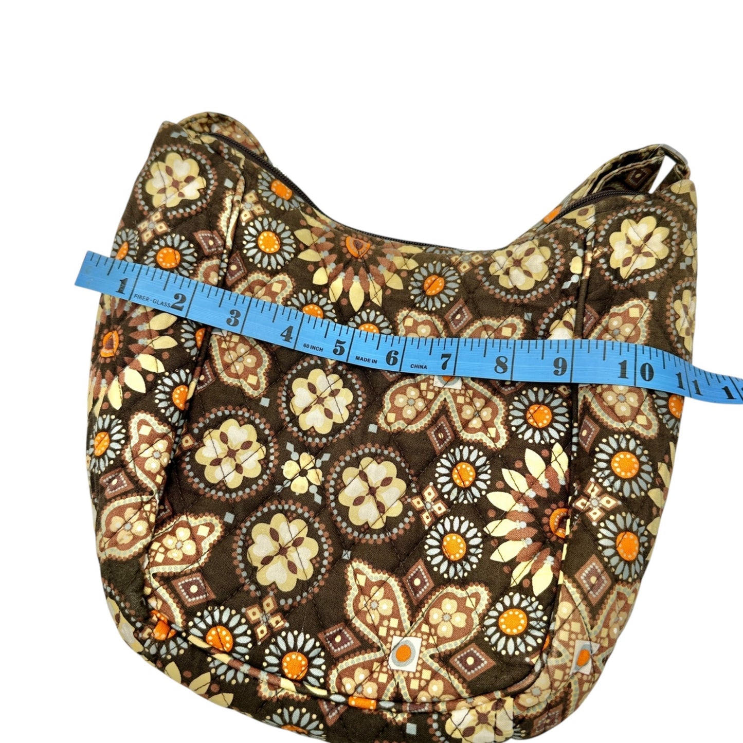 Vera Bradley Quilted Cotton Shoulder Bag Vintage Canyon Brown Print Pockets