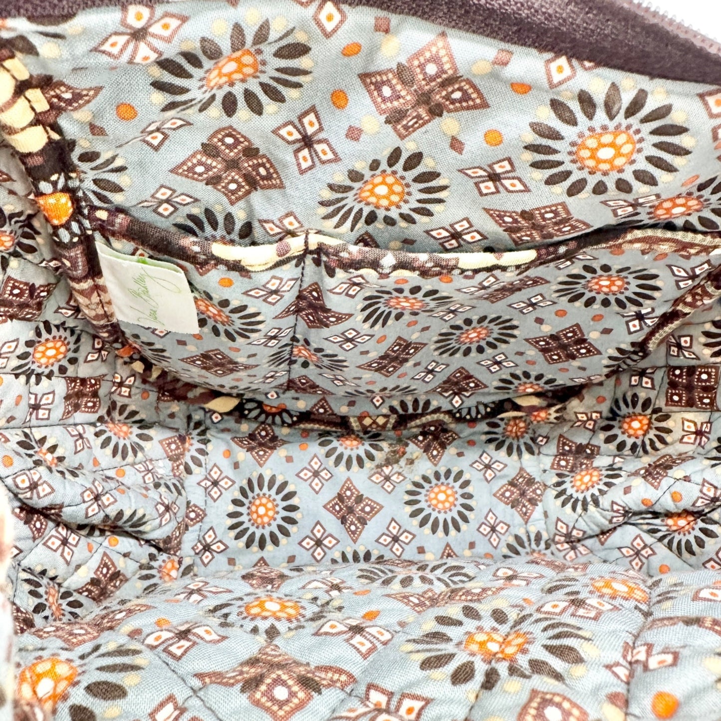 Vera Bradley Quilted Cotton Shoulder Bag Vintage Canyon Brown Print Pockets