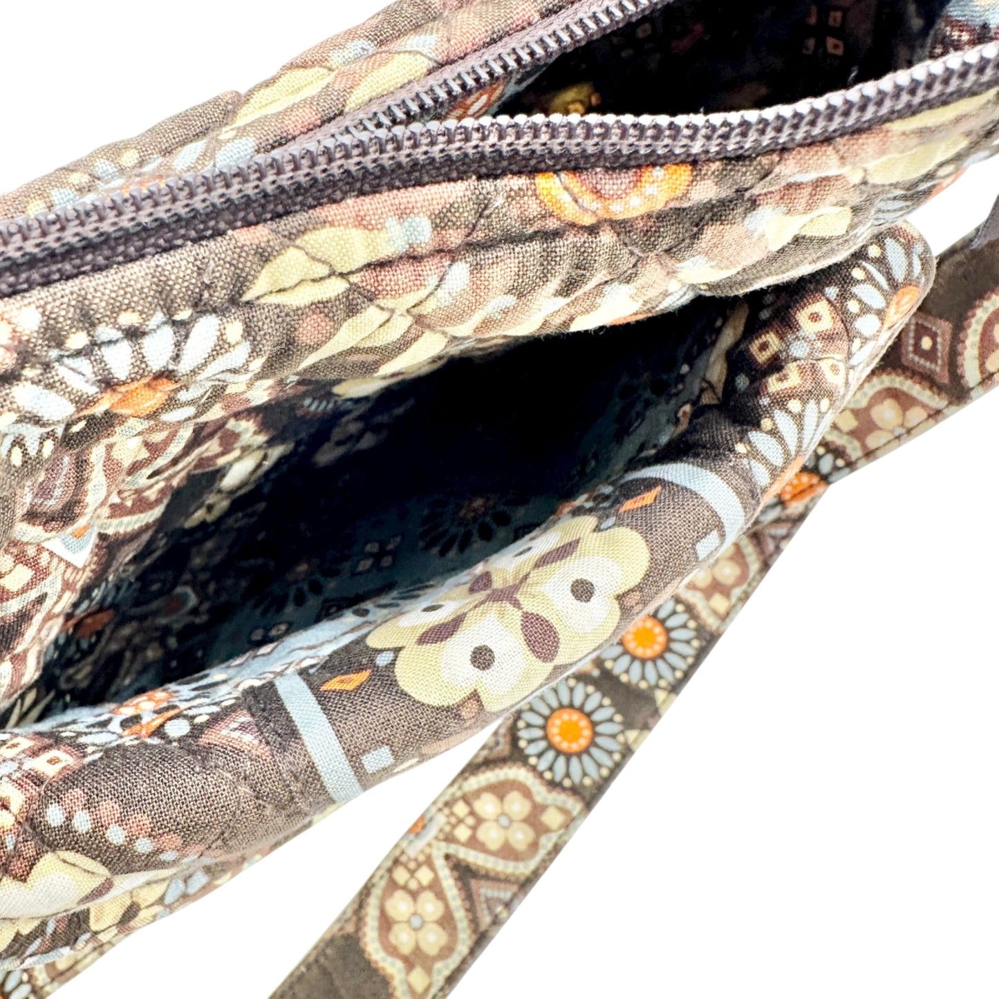 Vera Bradley Quilted Cotton Shoulder Bag Vintage Canyon Brown Print Pockets