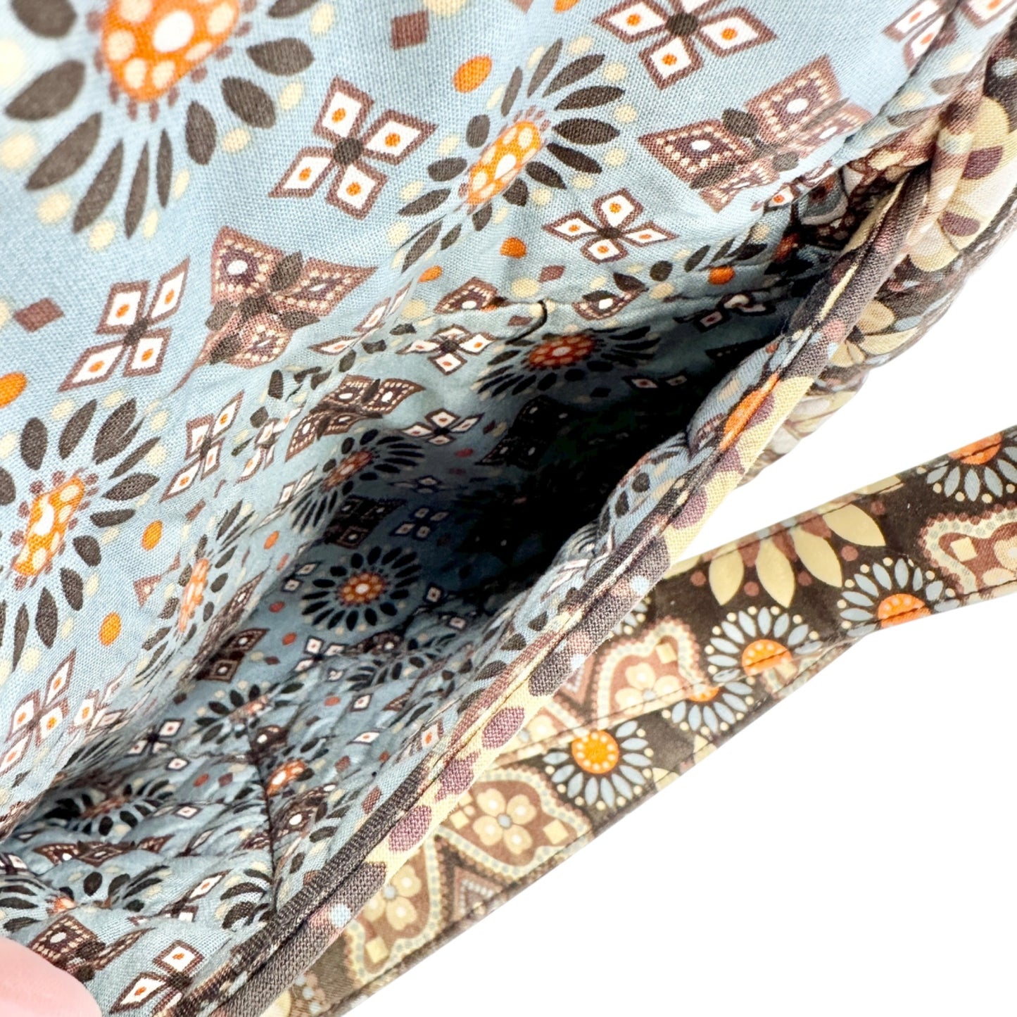 Vera Bradley Quilted Cotton Shoulder Bag Vintage Canyon Brown Print Pockets