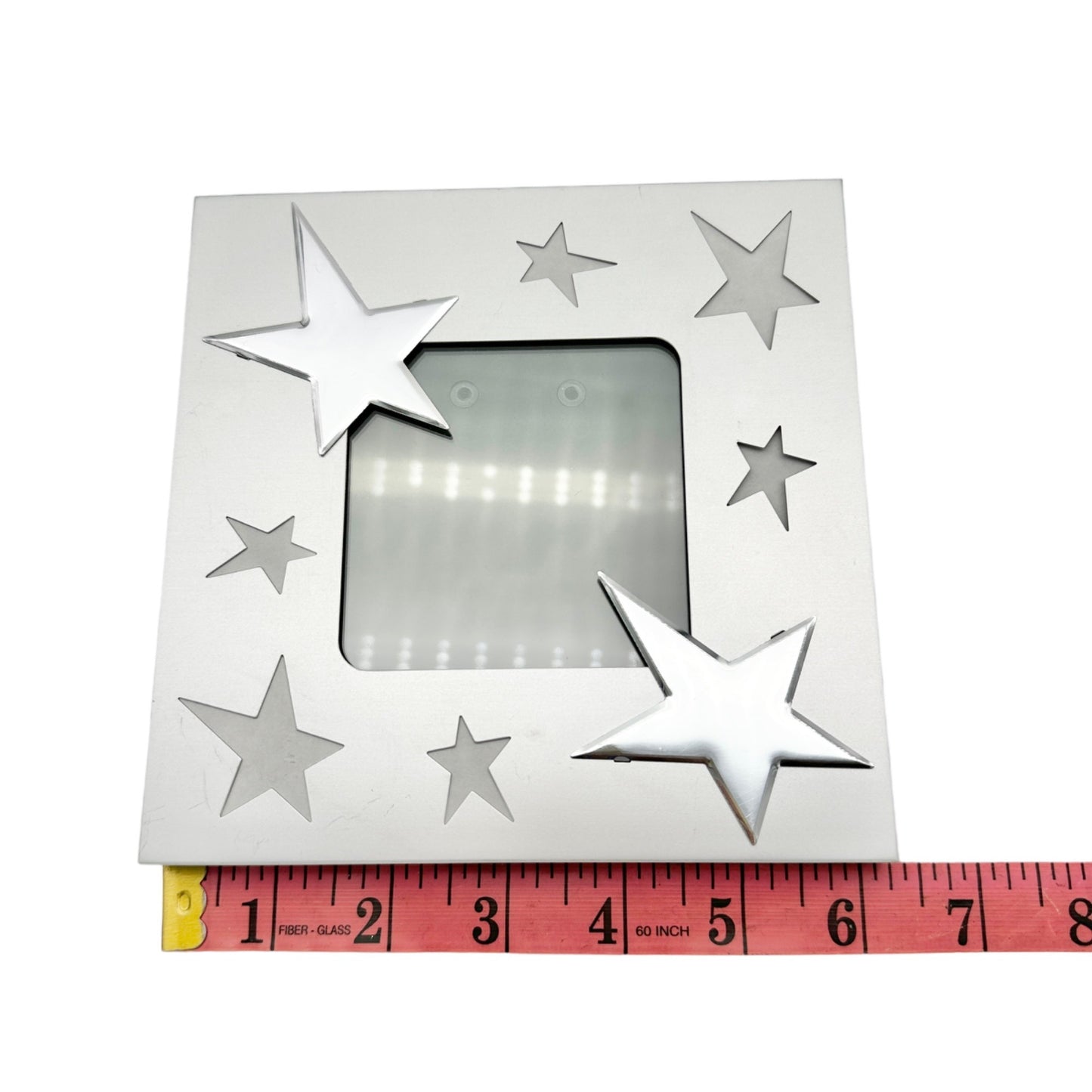 Picture Frame 6 Inch Silver Stars Holds 3x3 Picture