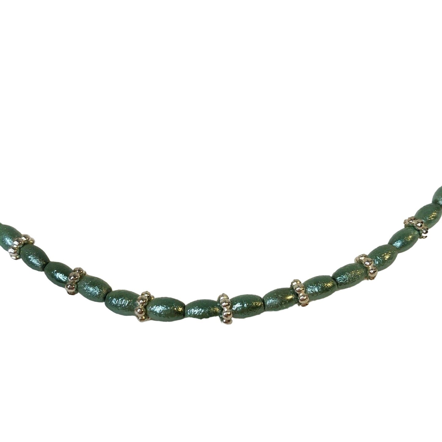 Handcrafted Necklace Mint Green & Silver Beads Simple Elegant Beautiful NEW