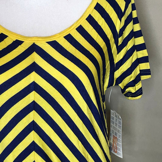 LuLaRoe Classic T Women's Extra Small Top Blue and Yellow Stripes NWT