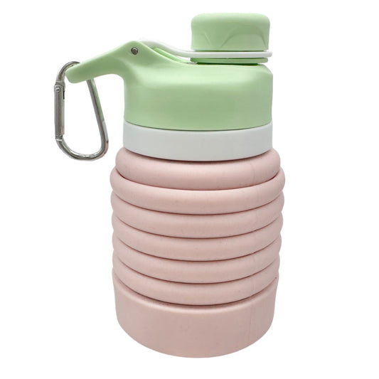 Nefeeko Collapsible Water Bottle 26oz Pink Green Silicone Travel Leakproof NIB