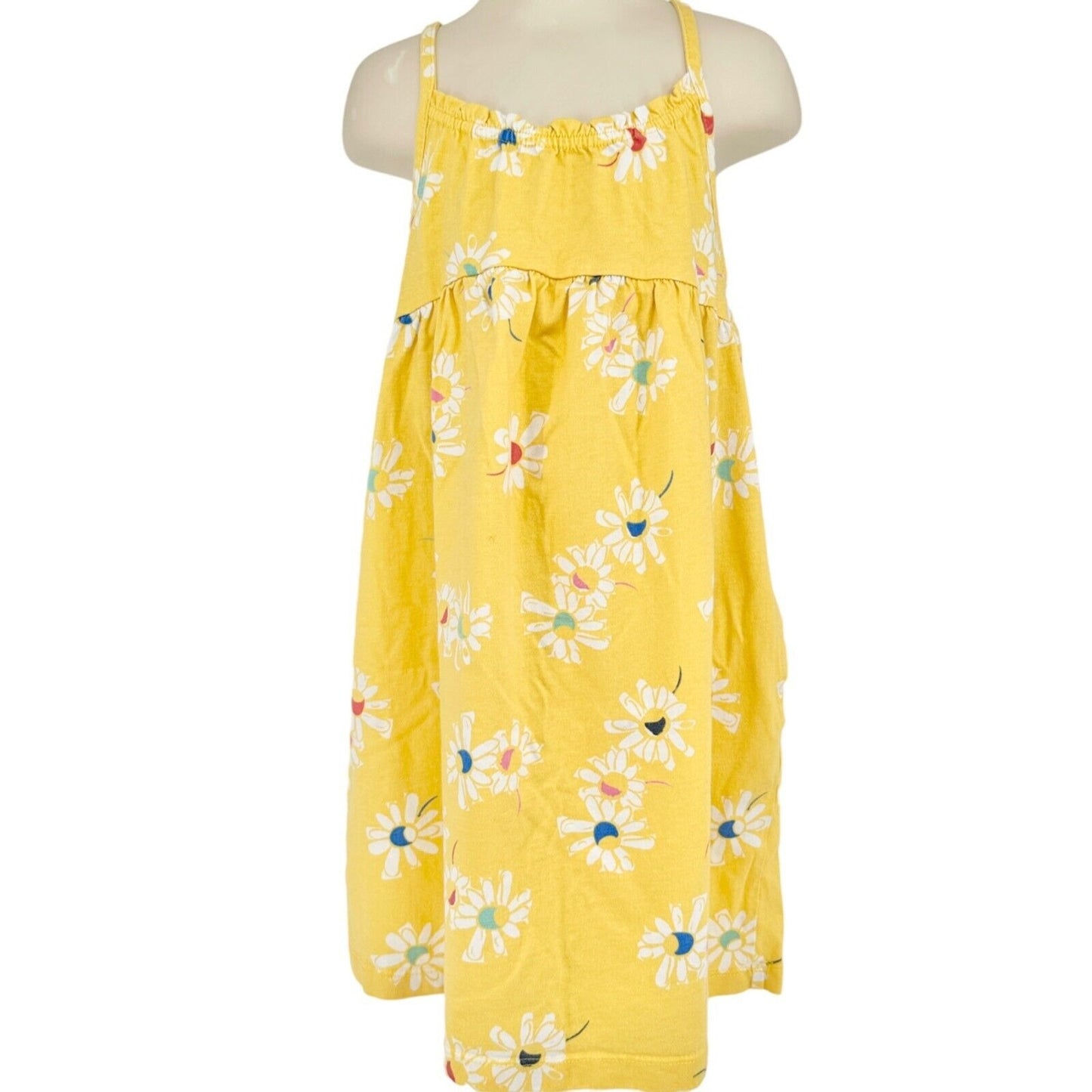 Hanna Andersson Girls Size 5 Sun Dress Yellow White Flowers Crossover Straps