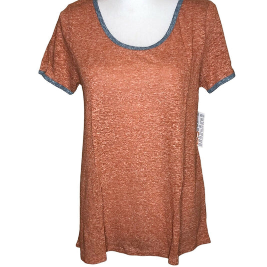 LuLaRoe Classic T Women's Extra Small Top Heather Orange Gray Trim NWT