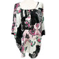 Denim 24/7 Tunic Top Womens 26W Floral Print 3/4 Sleeves Black White Pink Light