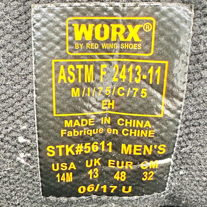 Worx By Red Wing Work Boots Mens Size 14M Black Waterproof Steel Toe Durable