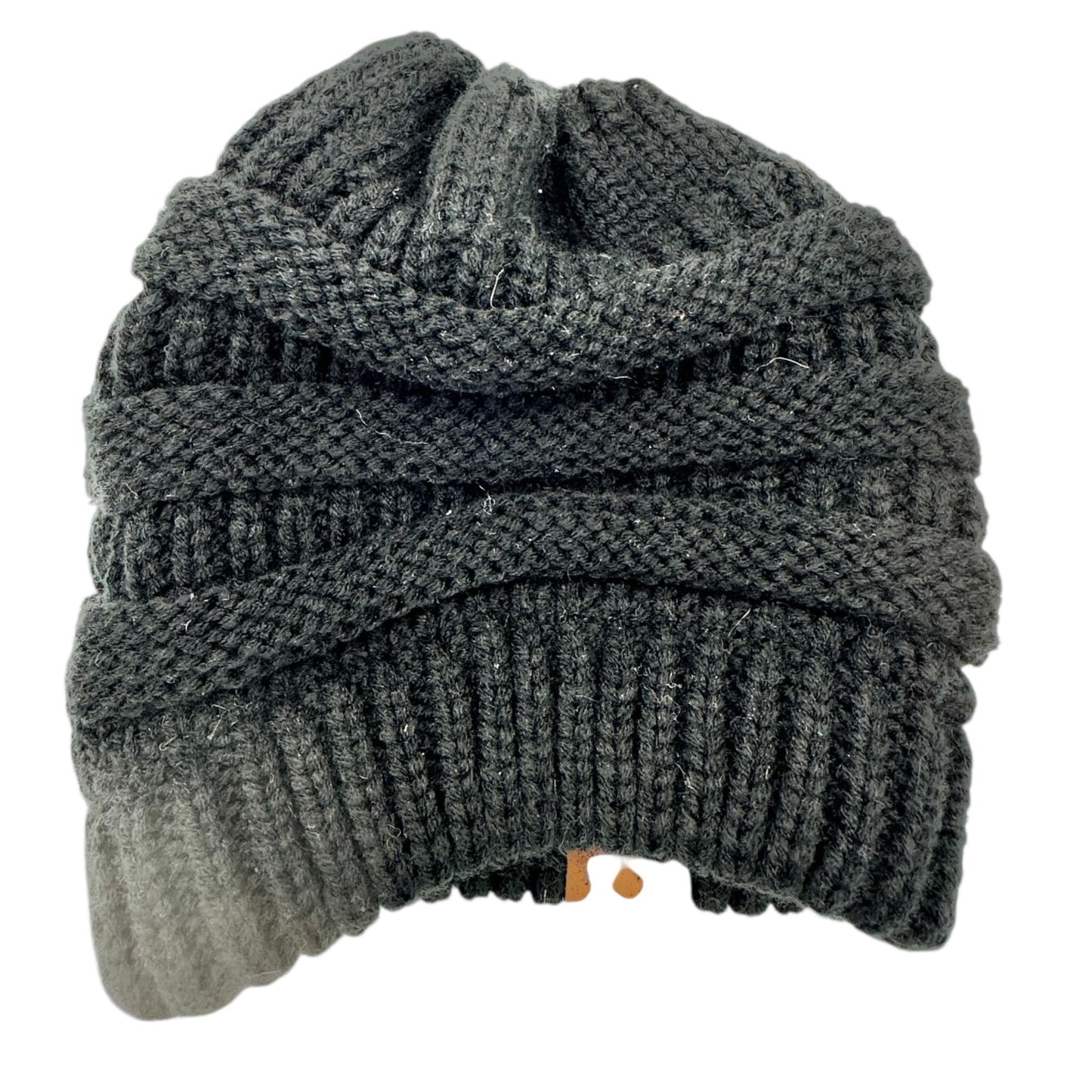 CC Knitted Beanie Hat Plus Stretch Gloves Black Unisex Warm Winter Accessories