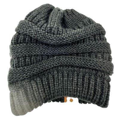 CC Knitted Beanie Hat Plus Stretch Gloves Black Unisex Warm Winter Accessories