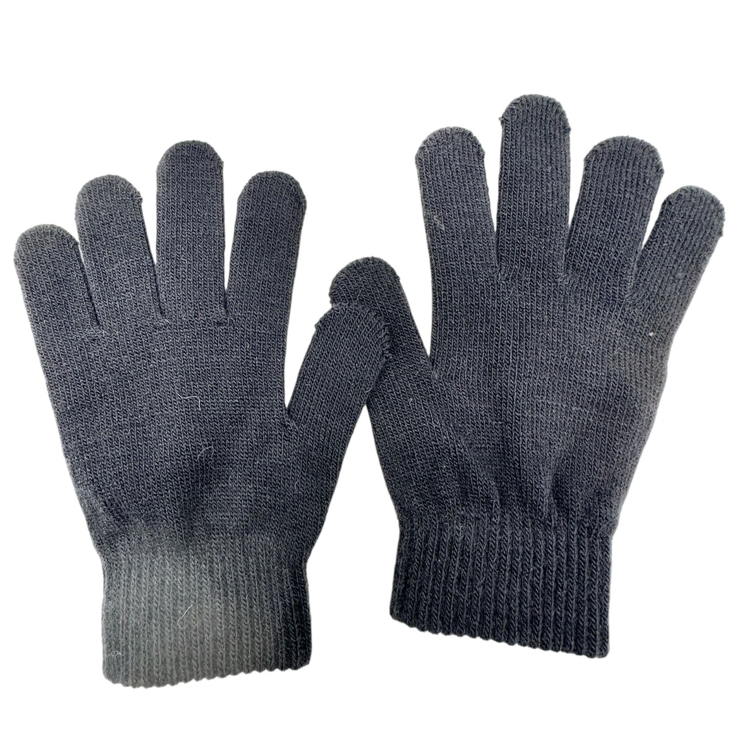 CC Knitted Beanie Hat Plus Stretch Gloves Black Unisex Warm Winter Accessories