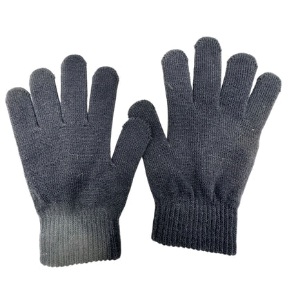 CC Knitted Beanie Hat Plus Stretch Gloves Black Unisex Warm Winter Accessories