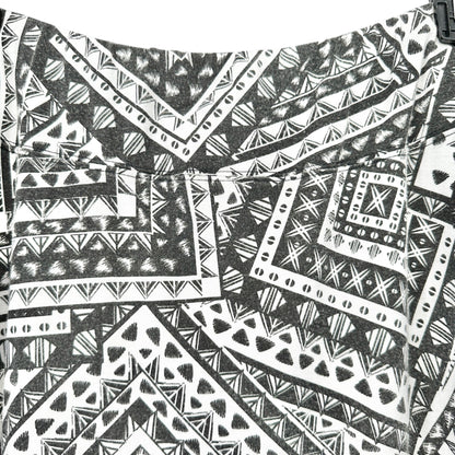 Jane Ashley Skirt Womens 1X Black White Geometric Print Poly Blend Elastic Waist