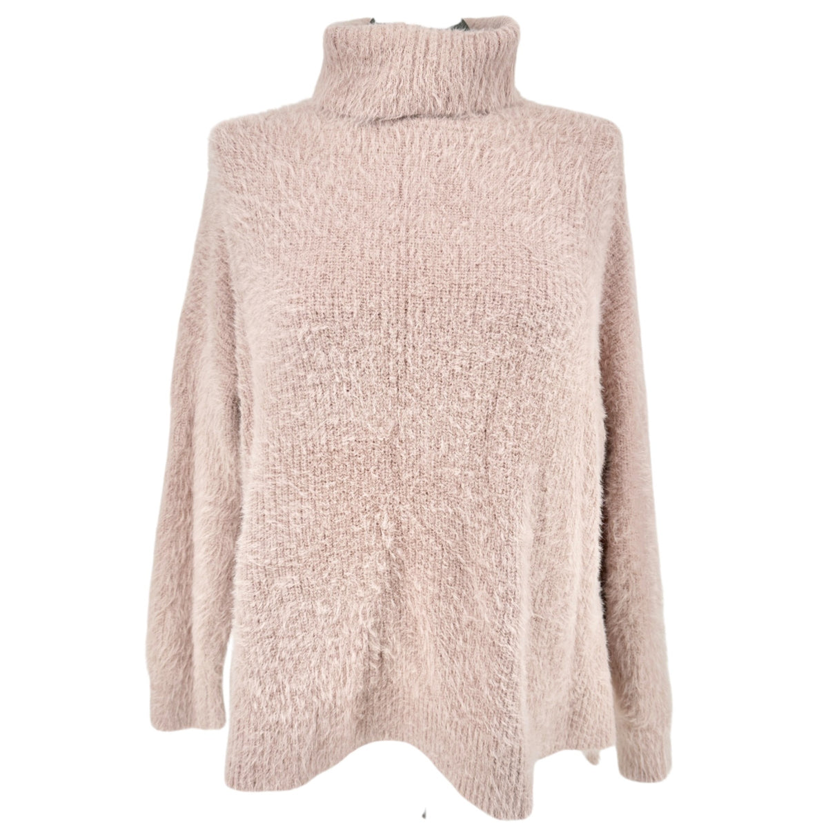 Denise Bidot X Sonoma Fuzzy Knit Turtleneck Sweater 1X Blush Pink Cozy