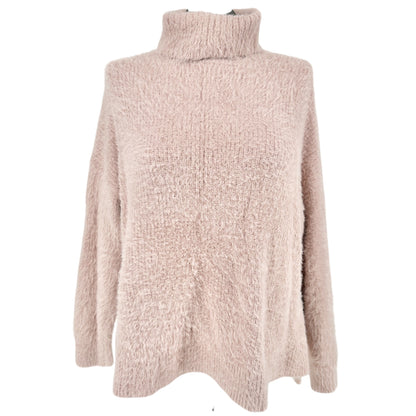 Denise Bidot X Sonoma Fuzzy Knit Turtleneck Sweater 1X Blush Pink Cozy