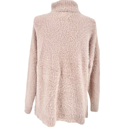 Denise Bidot X Sonoma Fuzzy Knit Turtleneck Sweater 1X Blush Pink Cozy