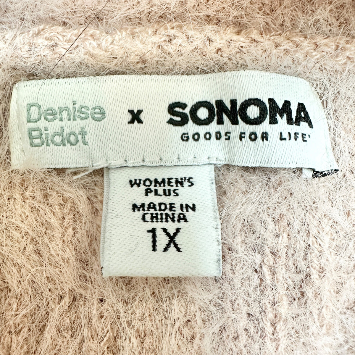 Denise Bidot X Sonoma Fuzzy Knit Turtleneck Sweater 1X Blush Pink Cozy