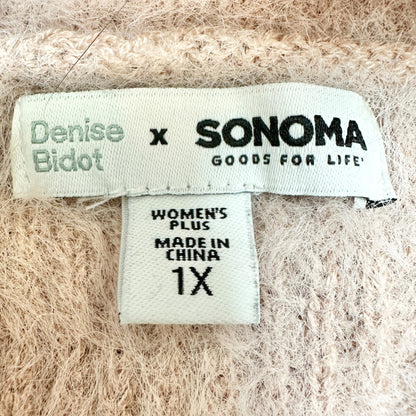 Denise Bidot X Sonoma Fuzzy Knit Turtleneck Sweater 1X Blush Pink Cozy