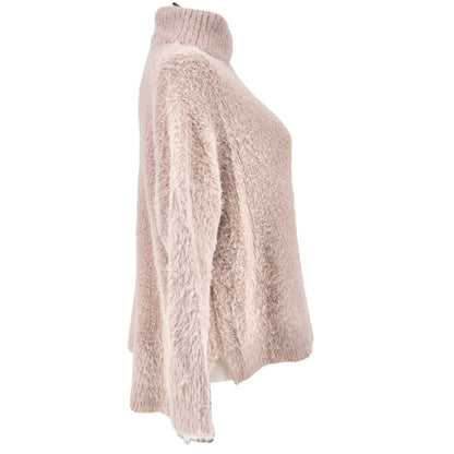 Denise Bidot X Sonoma Fuzzy Knit Turtleneck Sweater 1X Blush Pink Cozy