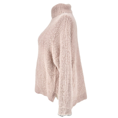 Denise Bidot X Sonoma Fuzzy Knit Turtleneck Sweater 1X Blush Pink Cozy