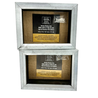 Set Of 2 Studio Decor Burlap Shadow Boxes 5" X 7" Heritage Home Wall Display