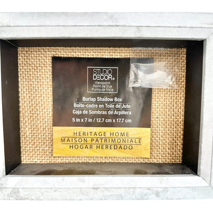Set Of 2 Studio Decor Burlap Shadow Boxes 5" X 7" Heritage Home Wall Display