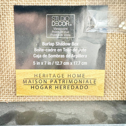 Set Of 2 Studio Decor Burlap Shadow Boxes 5" X 7" Heritage Home Wall Display
