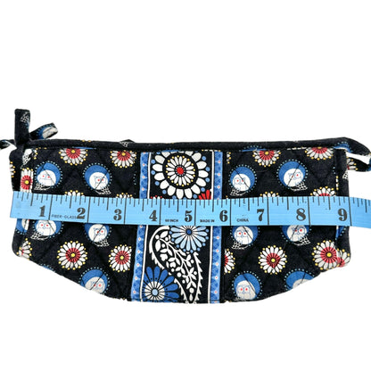 Vera Bradley Night Owl Make Up Bag 9 x 3.5 x 2 Black Blue Red EUC