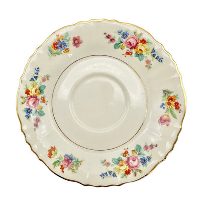 Federal Shape Syracuse China Cup and Saucer 6 inch Cream Flowers Gold Trim