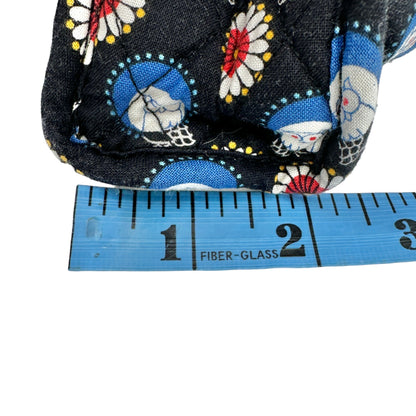 Vera Bradley Night Owl Make Up Bag 9 x 3.5 x 2 Black Blue Red EUC