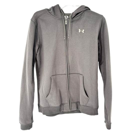 Under Armour Zip Hoodie Youth Large Gray Front Pockets