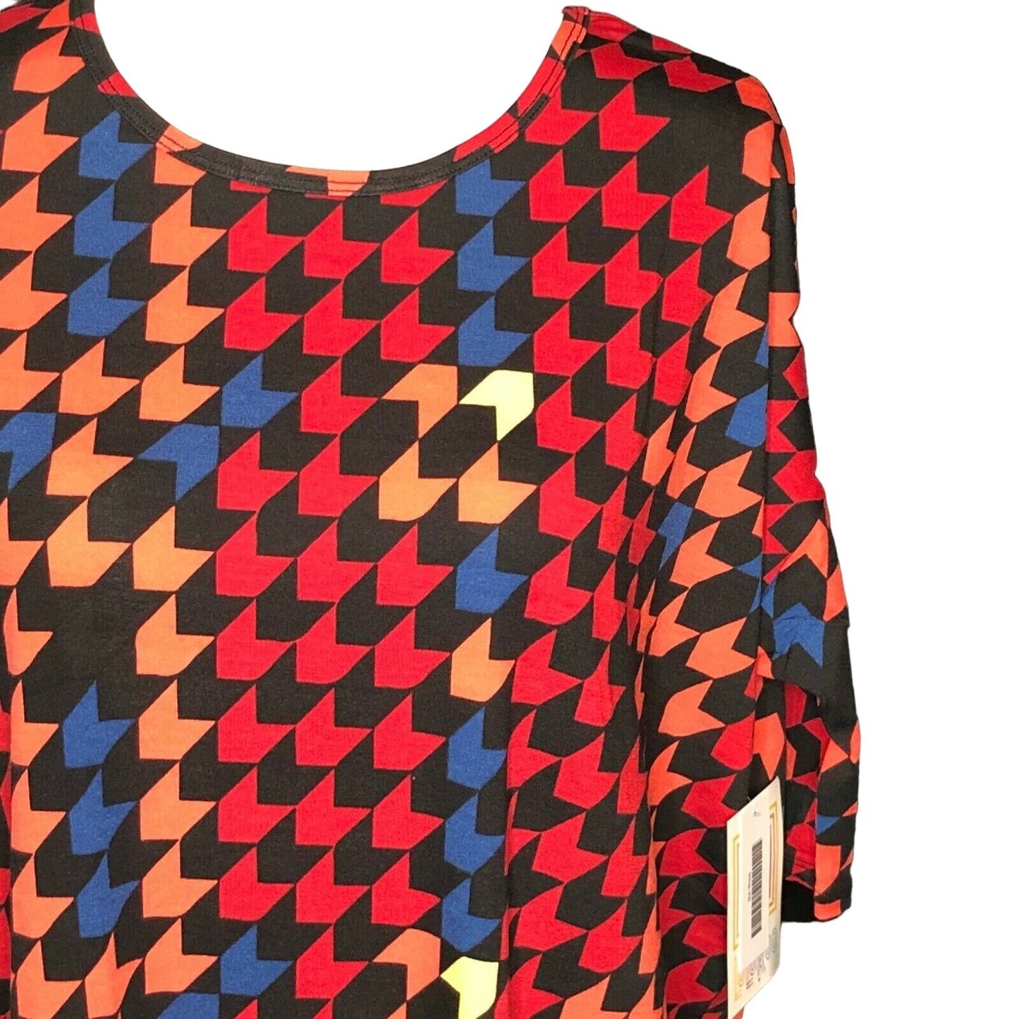 LuLaRoe RETIRED Irma Women's XS Black Red Orange Arrows mid-length sleeves NWT